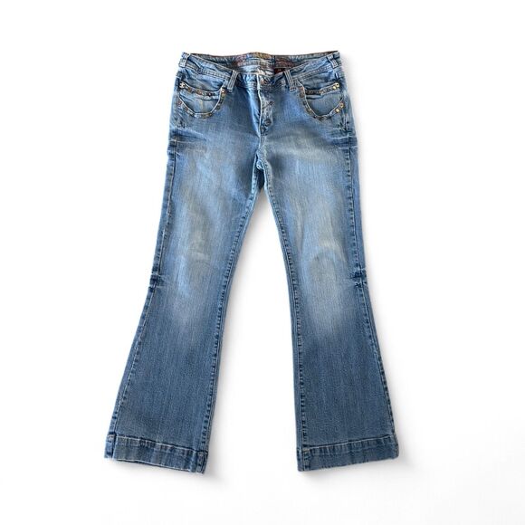 Zandi Bootcut Jeans Women’s Size 13 Medium Wash Denim Distressed Look - Picture 1 of 6